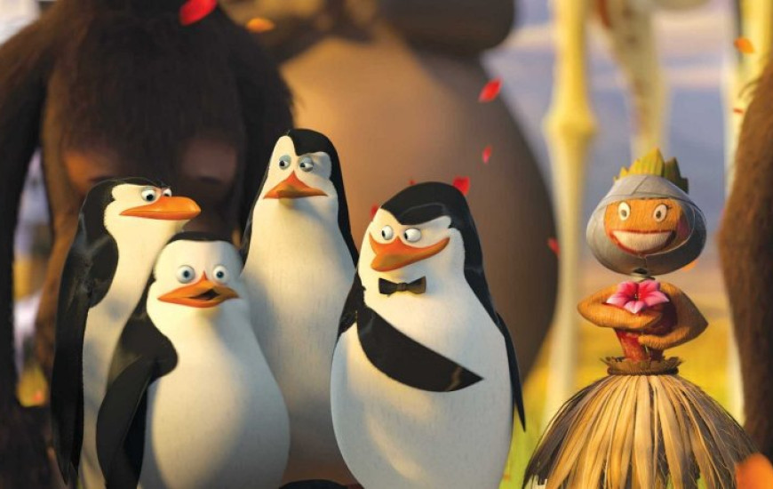 "Os pinguins de Madagascar" está em exibição