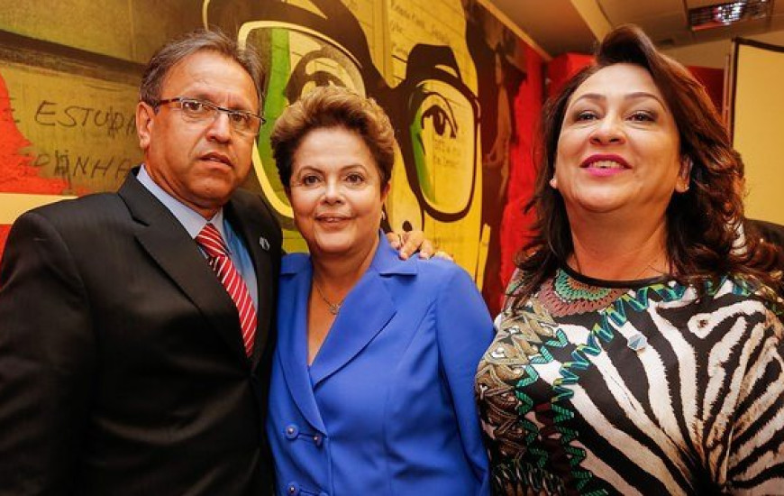 Miranda, presidente Dilma e Kátia em evento