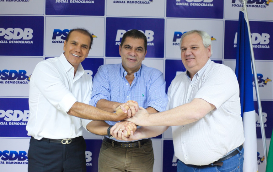 Ataídes, Amastha e Stival após PSDB e PSB fecharem aliança