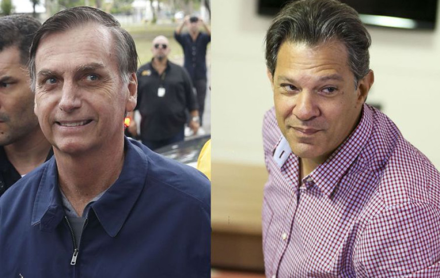 Candidatos à Presidência Jair Bolsonaro (PSL) e Fernando Haddad (PT)