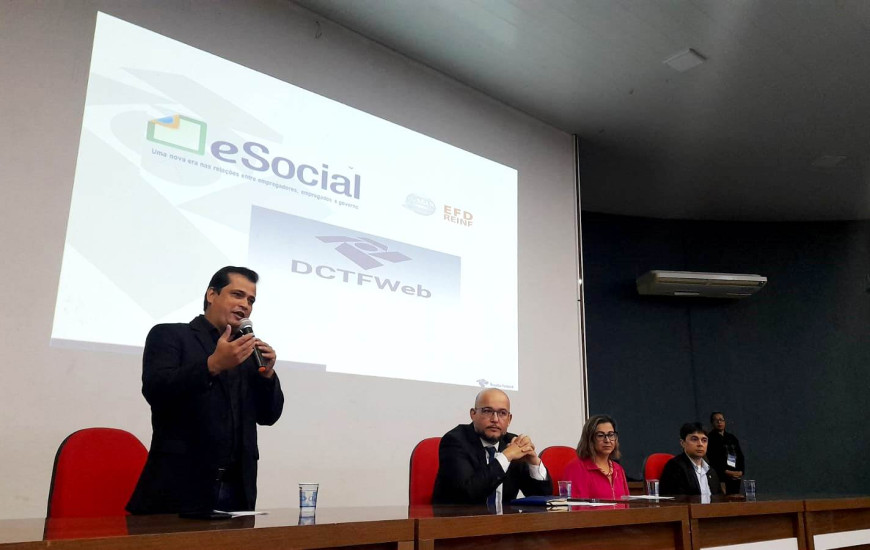 Presidente da ATM, Diogo Borges, durante discurso em evento sobre eSocial