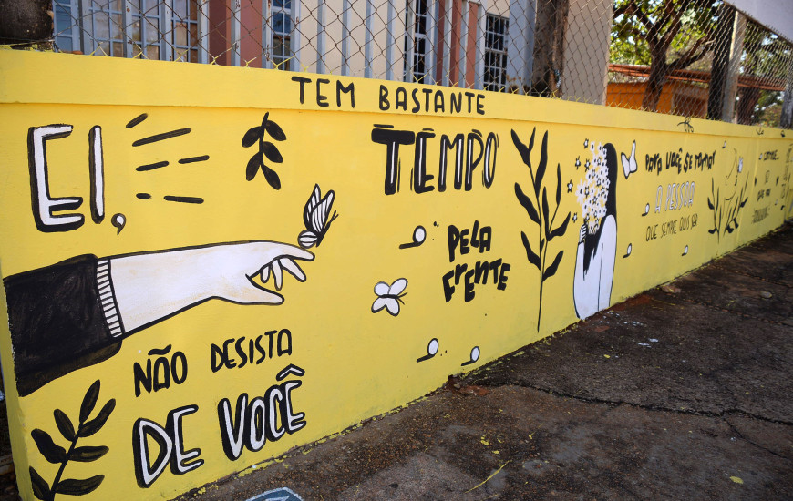 Pintura nos muros da Unidade de Saúde da Família da Arse 13 (108 Sul) em Palmas.
