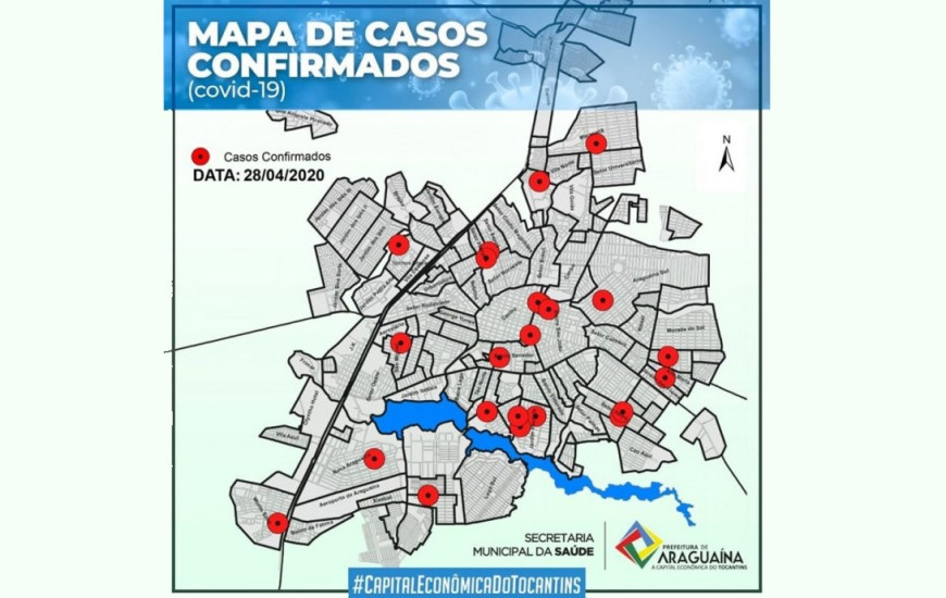 Pelo mapa, vírus está espelhado na cidade