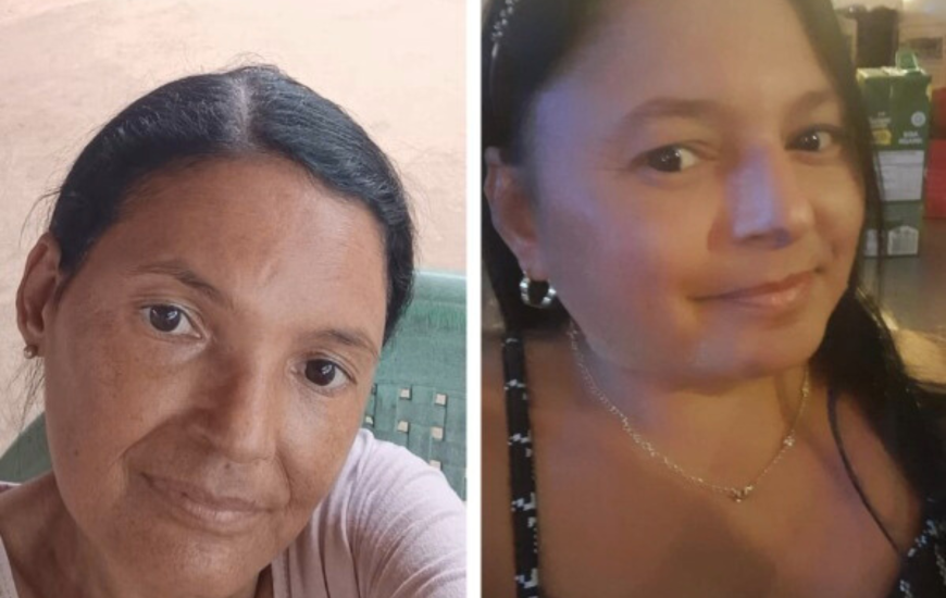 À esquerda, Joana e a direita Edinalva, que foram reunidas com apoio da Polícia 