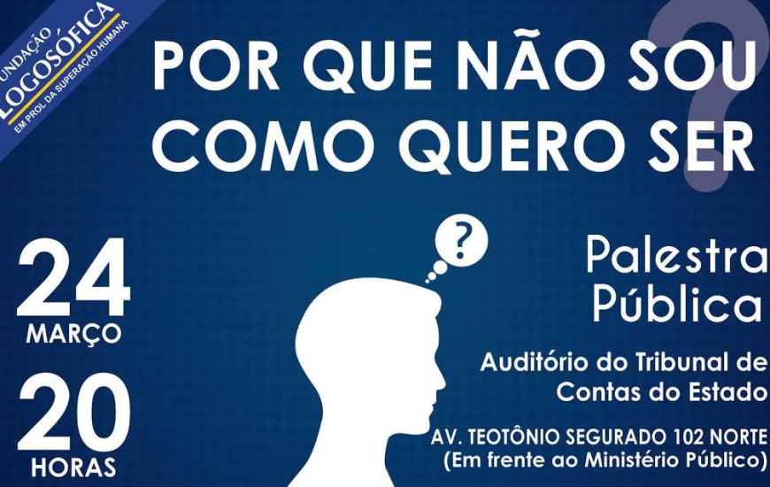 Palestra acontece no dia 24, na Capital