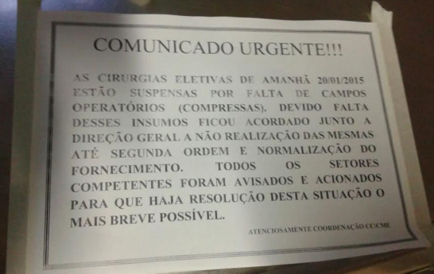 Cirurgias eletivas são suspensas no HGP