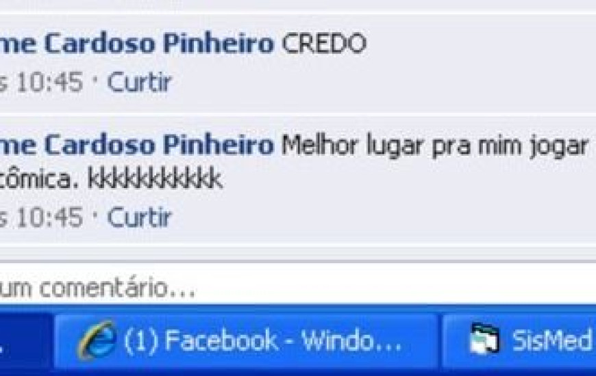 Comentário foi feito no facebook