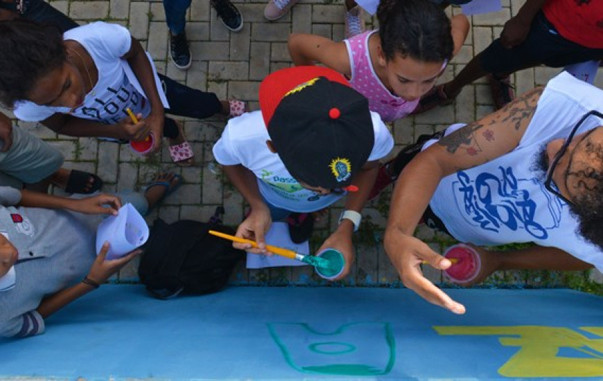 Uma das oficinas mais atrativas foi a de grafite 