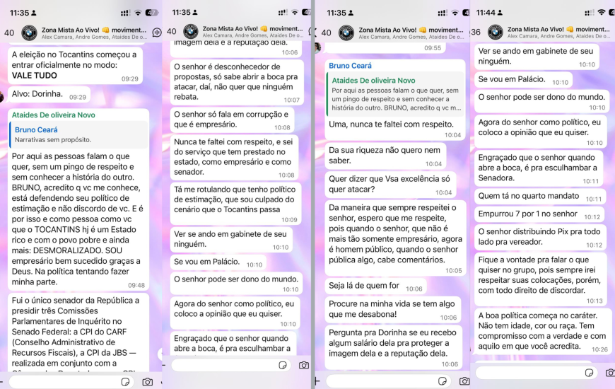Trechos da discussão entre o ex-senador Ataídes de Oliveira e Bruno Ceará