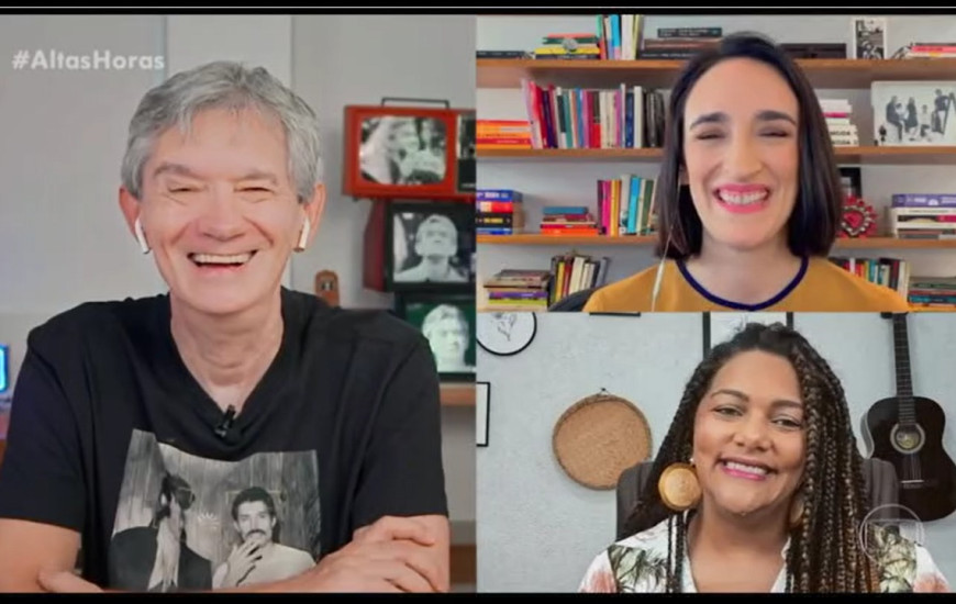 Apresentador Serginho Groisman, jornalista Maria Prata e Fernanda Castro