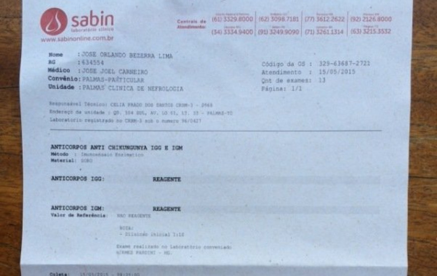 Exame confirma febre Chikungunya