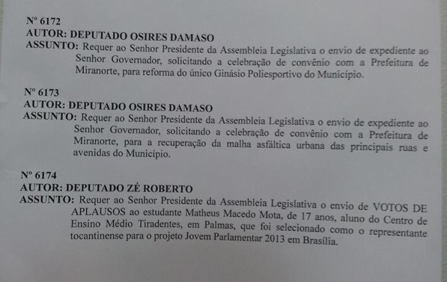 Ordem do dia - 19/09/2013