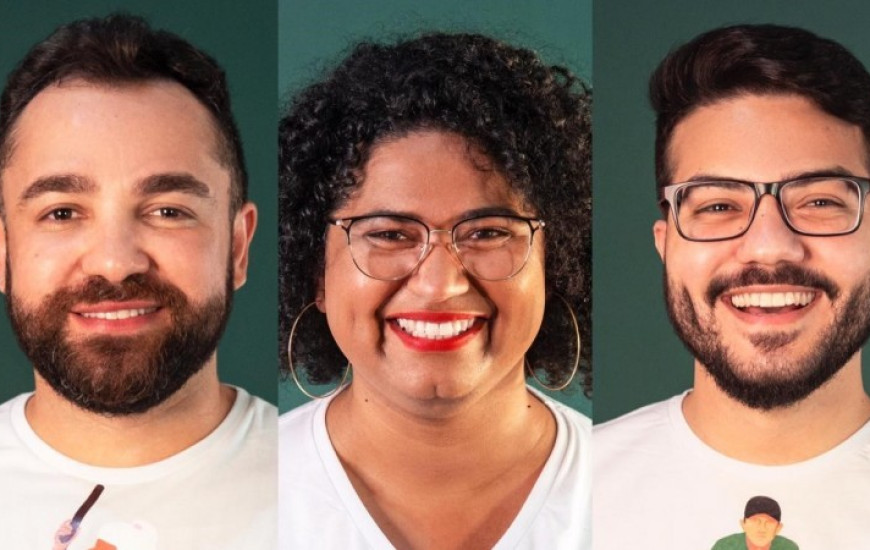 Coletivo Somos, formado pelo trio Alexandre Peara, Augusto Brito e Thamires Lima