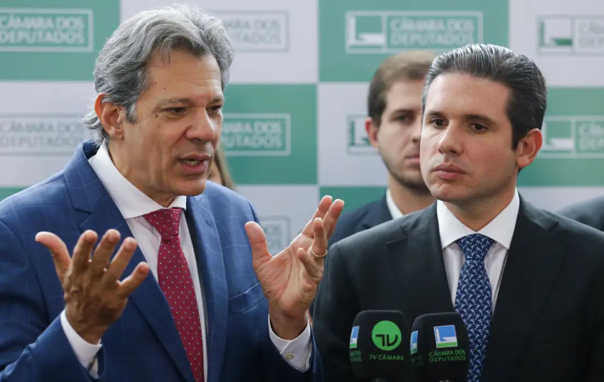 ministro Fernando Haddad e presidente da Câmara, Hugo Motta