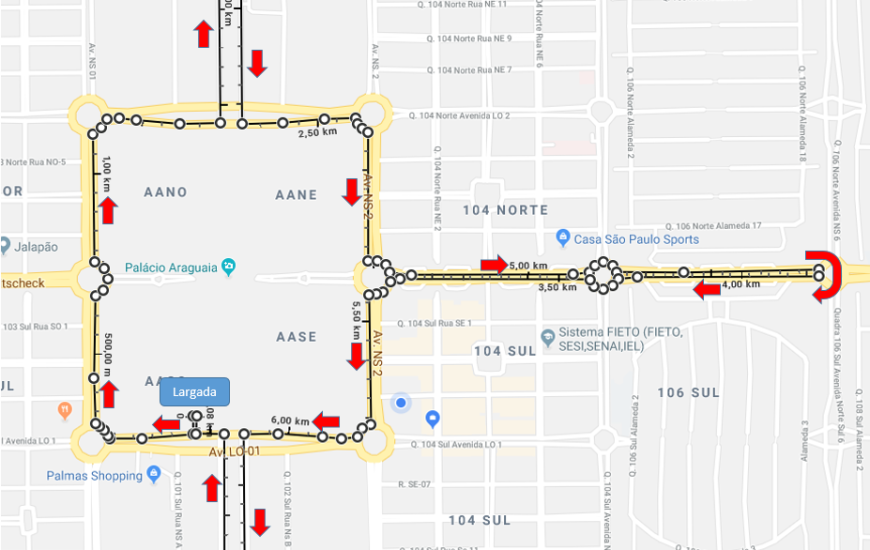 Corredores irão contornar a Praça dos Girassóis