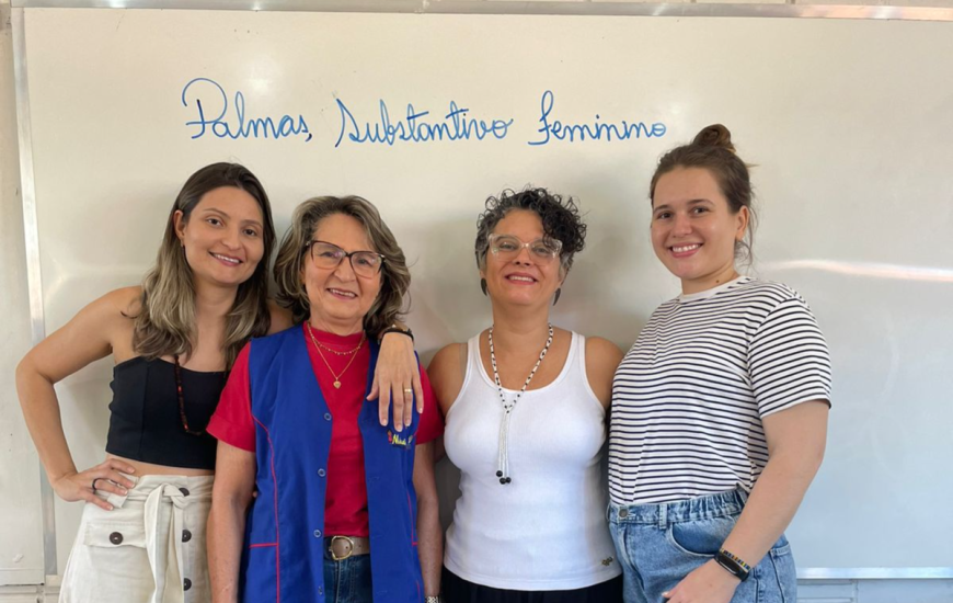 Da esq p/ dir: Ariadne Feitosa, entrevistada Iára Feitosa, Rayssa Carneiro e Vic