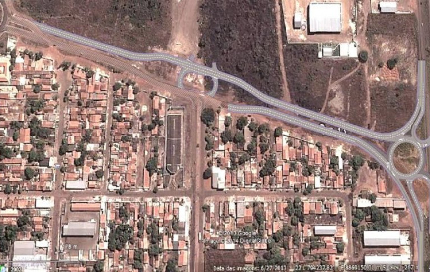 Projeto com traçado da Avenida LO-13