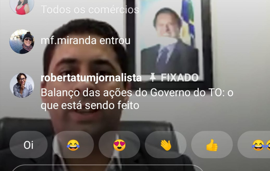 Secretário-chefe da Casa Civil, Rolf Vidal, durante live no Instagram.