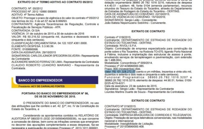 Contratação da Rivoli S.P.A. no Diário Oficial