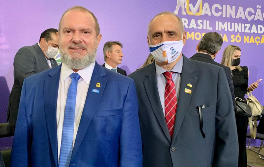 Governador do Tocantins, Mauro Carlesse, e Secretário da Saúde, Edgar Tollini.