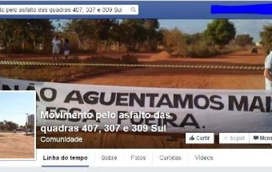 Moradores criaram página em rede social