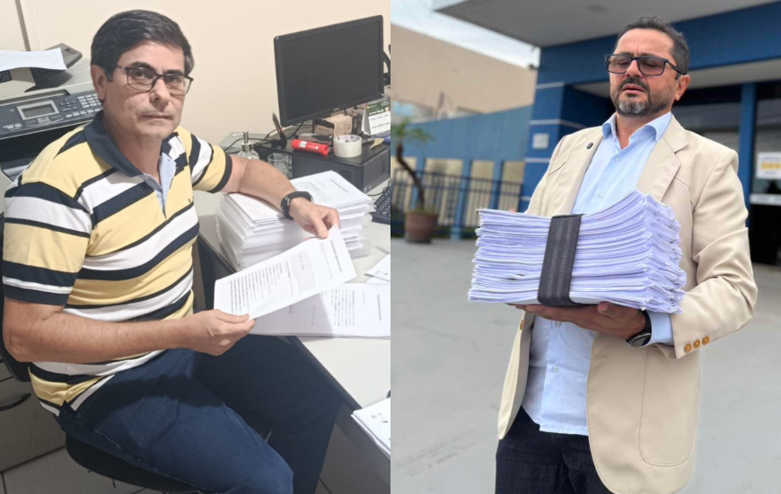 Marcos (E) e Elizeu (D) estão na disputa pela presidência do Sisepe-TO