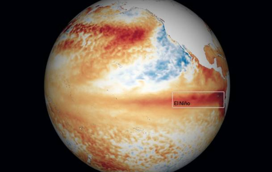 imagem de satélite mostra aquecimento anormal das águas do Pacífico Tropical