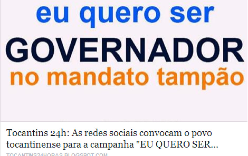 Quero ser governador...