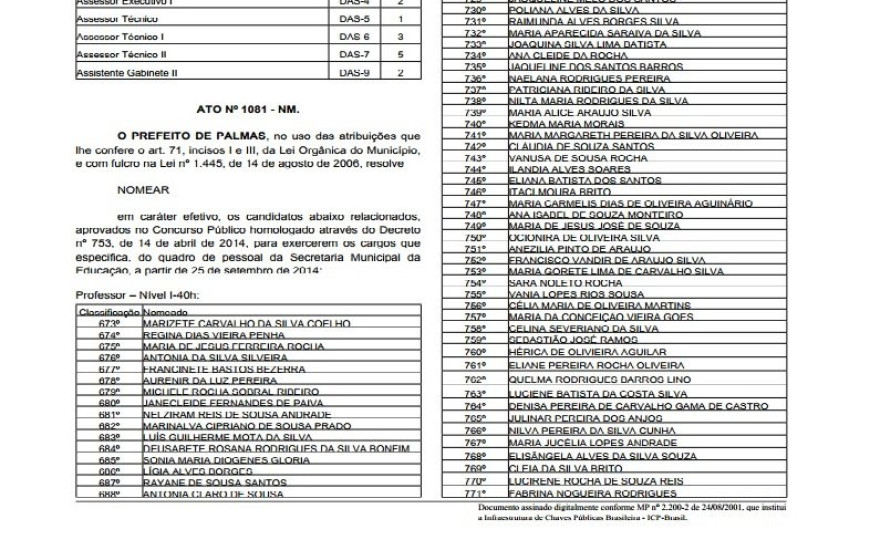 Diário Oficial traz nomeação de nomeados